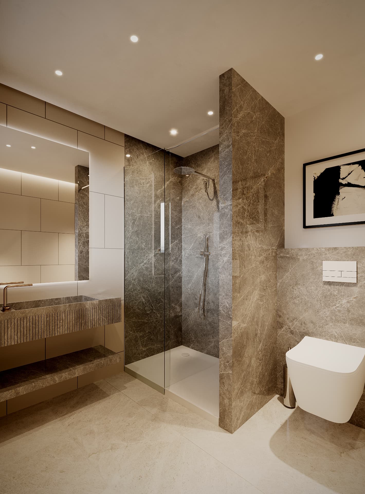 Vue intérieure d’une salle de bain des Balcons du Château